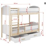 Molarem Home Drveni dječji krevet na kat Jordan s ladicom - svijetlo drvo - 200x90 cm - Madrac PE pjena 8 cm-spužvasti madrac | shoptok.hr