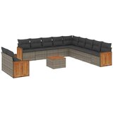 The Living Store Vrtna sedežna garnitura 12-delna z blazinami siva poli ratan - Vrtna Sedežna Garniture, (21464306) | Shoptok.si