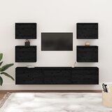 TV ormarići 7 kom crni od masivne borovine | shoptok.hr