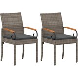  Vrtne stolice 2 pcs Siva i tamno siva Poliratan i Akacija - siva i tamnosiva 2 | shoptok.hr