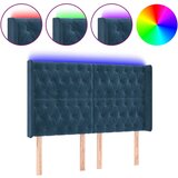vidaXL LED posteljno vzglavje temno modro 163x16x118/128 cm žamet, (20951735) Cene