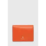 Furla Usnjena denarnica ženski, oranžna barva