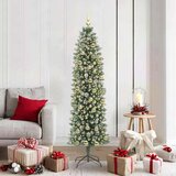 vidaXL Umetno vitko božično drevo med 300 LED Zelena in bela 180 cm | Shoptok.si