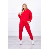 Kesi Insulated set with a sweatshirt with a tie at the bottom in red Cene