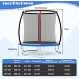  Vanjski trampolin s ljestvama, okrugli vrtni trampolin sa zaštitnom mrežom, rubnim pokrovom i metalnim okvirom, Ø305 cm, šareni | shoptok.hr