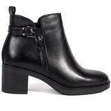 Shelvt Women's black ankle boots on a heel with a decorative zipper and buckle | shoptok.hr