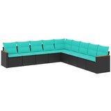 vidaXL 9-delni vrtni komplet sedežnih garnitur z blazinami črne barve poli ratan, (5000293598) | Shoptok.si