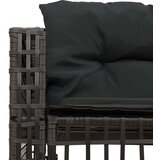 vidaXL Vrtna sofa L-oblika s jastucima i tabureom crna od poliratana | shoptok.hr