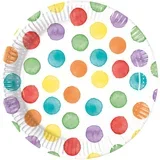 šareni papirnati tanjuri s točkicama, set od 8 komada, 23 cm