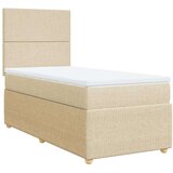 vidaXL Box spring postelja z vzmetnico krem 90x200 cm blago | Shoptok.si