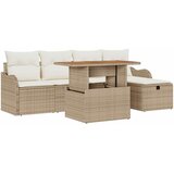 vidaXL Vrtna sedežna garnitura z blazino 6 pcs Bež poli ratan, (5000154608) | Shoptok.si