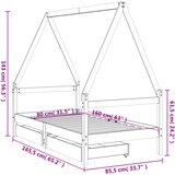  Okvir za dječji krevet s ladicama 80x160 cm od masivne borovine | shoptok.hr