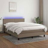  Box spring postelja z vzmetnico LED taupe 140x200 cm blago, (20900532) Cene