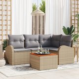 vidaXL 5-dijelni set vrtne sofe s jastucima u bež poli ratan i akaciji | shoptok.hr