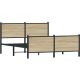 vidaXL Kovinski posteljni okvir brez vzmetnice sonoma hrast 150x200 cm | Shoptok.si