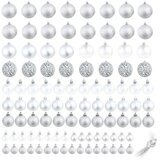 vidaXL Božično novoletne kroglice 100-delni komplet 3/4/6 cm srebrne | Shoptok.si