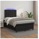  Box spring s madracem LED crni 120x200cm od umjetne kože | shoptok.hr