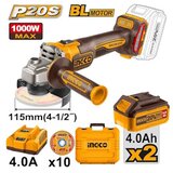 Ingco akumulatorska ugaona brusilica 115mm 2x4.0Ah CAGLI271532E | ePonuda.com