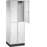 C+P dvonadstropna jeklena garderobna omara intro, šxg 620 x 500 mm, 4 predelki, korpus svetlo siv, vrata svetlo siva | Shoptok.si