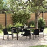  Vrtni set za objed 7 pcs Crna i Siva PE ratan | shoptok.hr