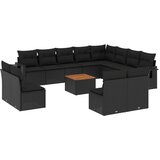  13-dijelni set vrtnih sofa s jastucima poliratan crni | shoptok.hr