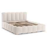 Micadoni Krem tapecirani bračni krevet s prostorom za odlaganje s podnicom 160x200 cm Lupine – Cijene