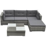The Living Store Vrtna sedežna garnitura 5-delna z blazinami poli ratan siva - Komplet Vrtnih Kavčev, (21424254) | Shoptok.si