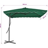 Vanjski suncobran s čeličnim stupom 250 x 250 cm zeleni | shoptok.hr