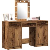  3-delni set vanity mize z LED lučmi iz starinskega lesa in inženirskega lesa, (22067579) | Shoptok.si