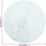 Stolna ploča bijela Ø 50 x 0,8 cm staklena s mramornim uzorkom | Eponuda.ba