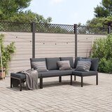 vidaXL Vrtna sedežna garnitura z blazinami 3-delna črn aluminij Cene
