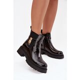 Boto Patent leather ankle boots with lining with gold detail black Talyra | shoptok.hr