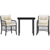  3-dijelni bistro set s jastucima crni od poliratana | shoptok.hr
