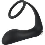 Black Velvets Black Velvet - Silikonski analni vibrator z obročkom za penis (črn) | Shoptok.si