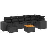 Maison Chic Seti vrtnega pohištva - Vrtna garnitura - Vrtni pohištvo set 8-delna z blazinami črn poli ratan, (21799825) | Shoptok.si