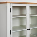MID.YOU VITRINA, furnirano, masivno hrast, bor prozorno, naravne barve, bela | Shoptok.si