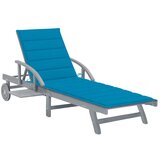 Maison Chic Vrtni Ležalnik - Sončna ležalnik z blazino trden akacijev les, (22043139) | Shoptok.si