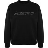 Trendyol Black Sticky Stone Printed Regular Fit Knitted Sweatshirt with Raker inside. cene