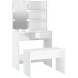  Set toaletnog stolića LED sjajni bijeli od konstruiranog drva | shoptok.hr