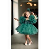 Dewberry N4732 Chiffon Sequined Girls Evening Dress-GREEN cene