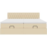  Otomanski okvir kreveta s madracima krem 160x200cm od tkanine | shoptok.hr