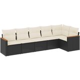 Maison Chic Seti vrtnega pohištva - Vrtna garnitura - Vrtni pohištvo set 6-delna z blazinami črna poli ratan, (21813242) | Shoptok.si
