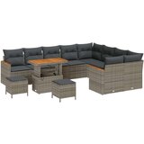  Set od 12 dijelova vrtnih kauča s jastučićima siva poli ratan akacija set od 3 dijela vrtne blagovaonice s jastučićima siva pol | shoptok.hr