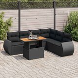  7-dijelni set vrtnih sofa od poliratana s jastucima crni Cijene