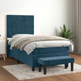 Box spring krevet s madracem tamnoplavi 80 x 200 cm baršunasti | shoptok.hr