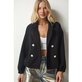  Women's Black Metal-Button Stamp Jacket Cijene