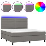  Box spring postelja z vzmetnico LED temno siva 160x200 cm blago, (20937338) | Shoptok.si