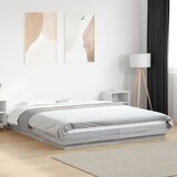 Maison Chic Posteljni okvir - Dvoposteljna postelja - Zakonska postelja z LED lučkami siva sonoma 160x200 cm inž. les, (21697418) | Shoptok.si