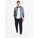 Ombre Men's pique knit bomber sweatshirt - navy blue | shoptok.hr