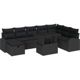 vidaXL 9-delni vrtni kavč set z blazinami Črn poli ratan, (22092510) | Shoptok.si